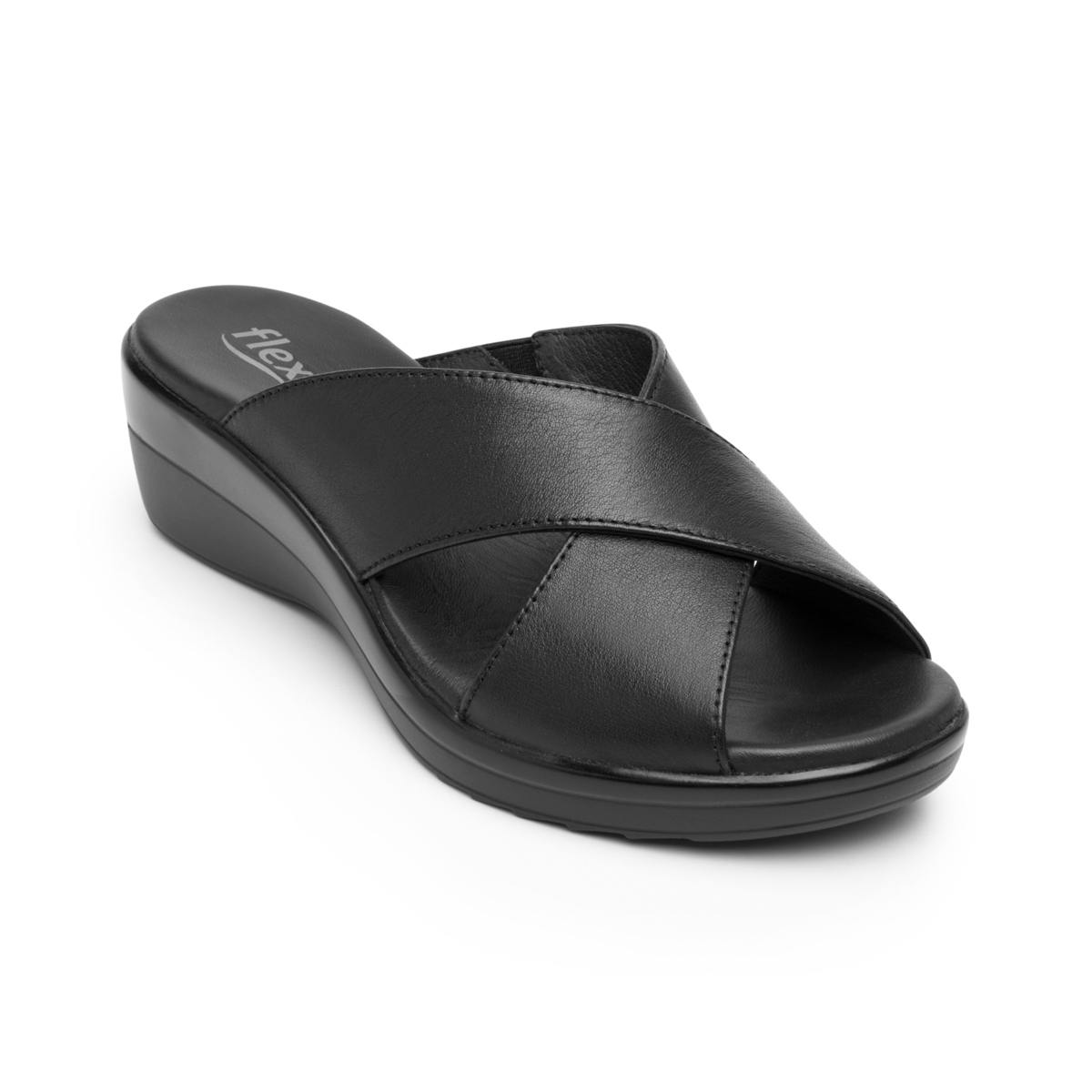 Sandalia Corte Cruzado Flexi para Mujer con Acabado Tamporeado Estilo 116011 Negro