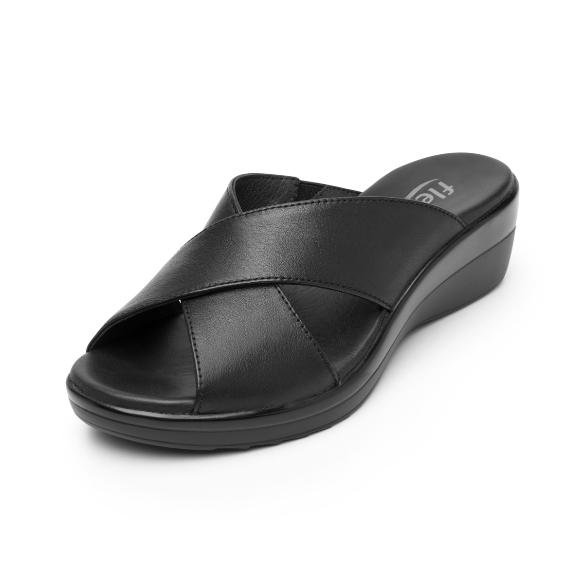 Sandalia Corte Cruzado Flexi para Mujer con Acabado Tamporeado Estilo 116011 Negro