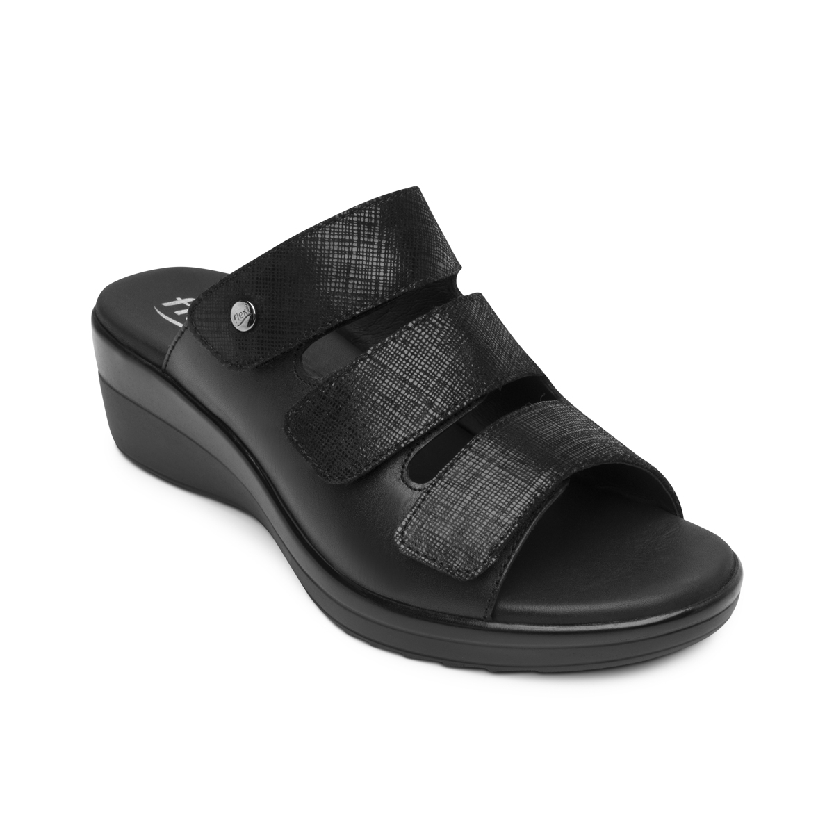 Sandalia Cuña Baja Flexi para Mujer Estilo 116022 Negro