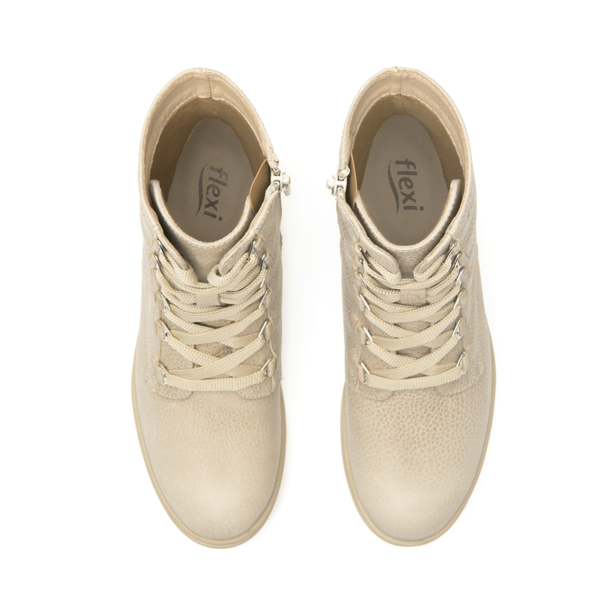 Bota Militar Flexi para Mujer con Cierre Interno Estilo 119607 Beige