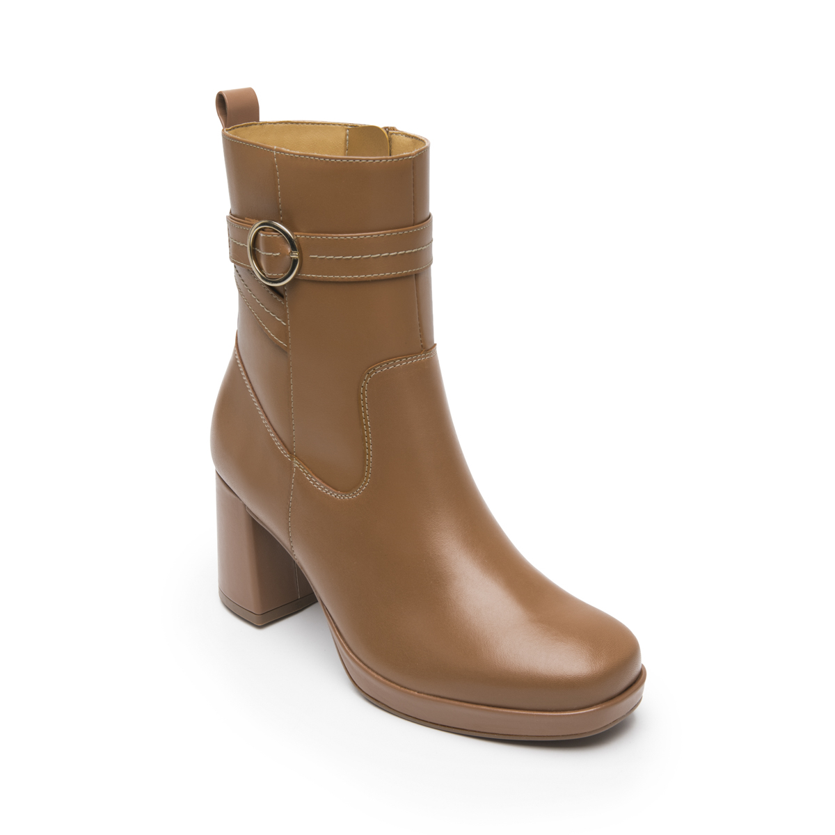 Botín Tacón Medio Flexi para Mujer con Cierre Interno y Comfort Walk Estilo 127204 Arena