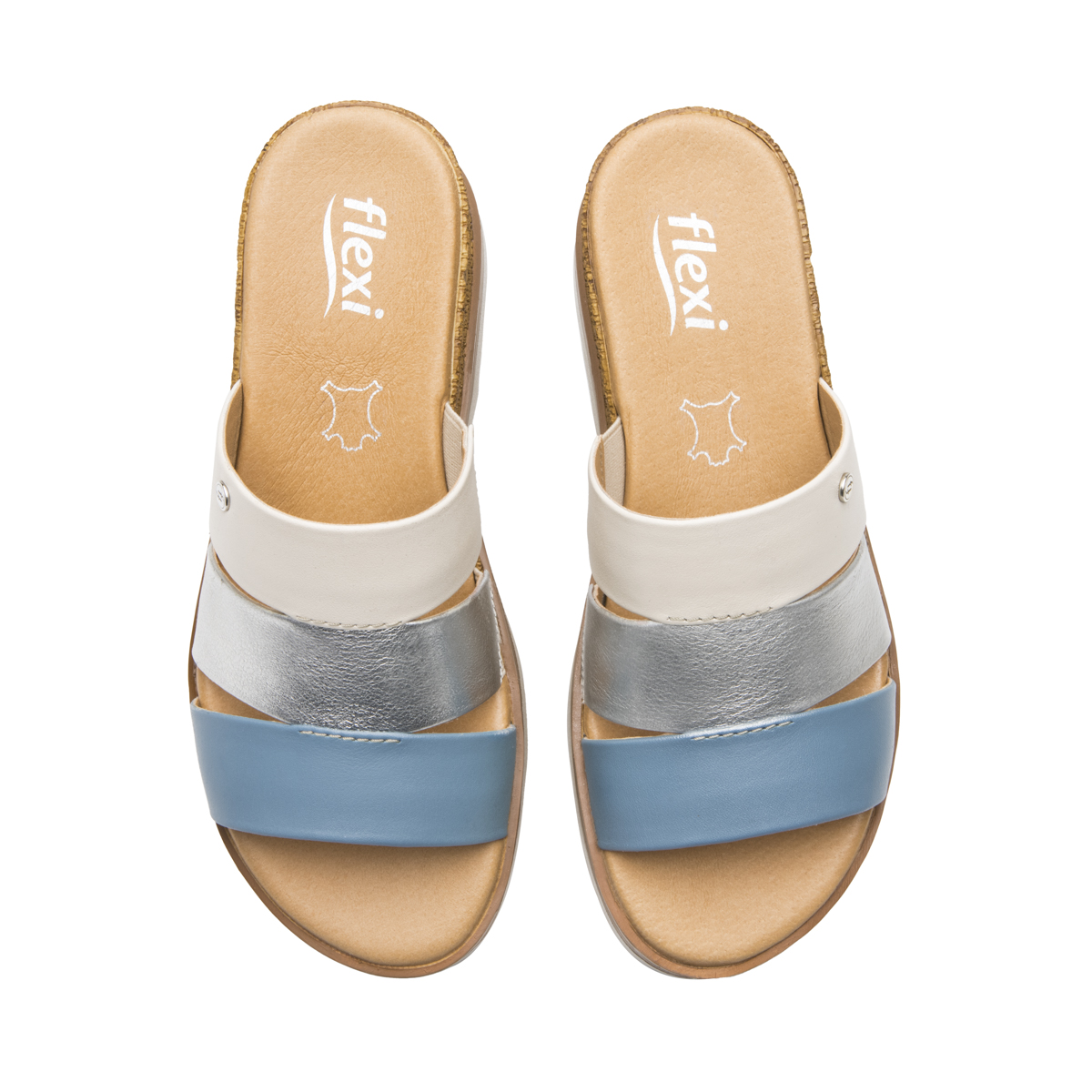 Sandalia De Plataforma Flexi para Mujer Estilo 127705 Azul Multicolor
