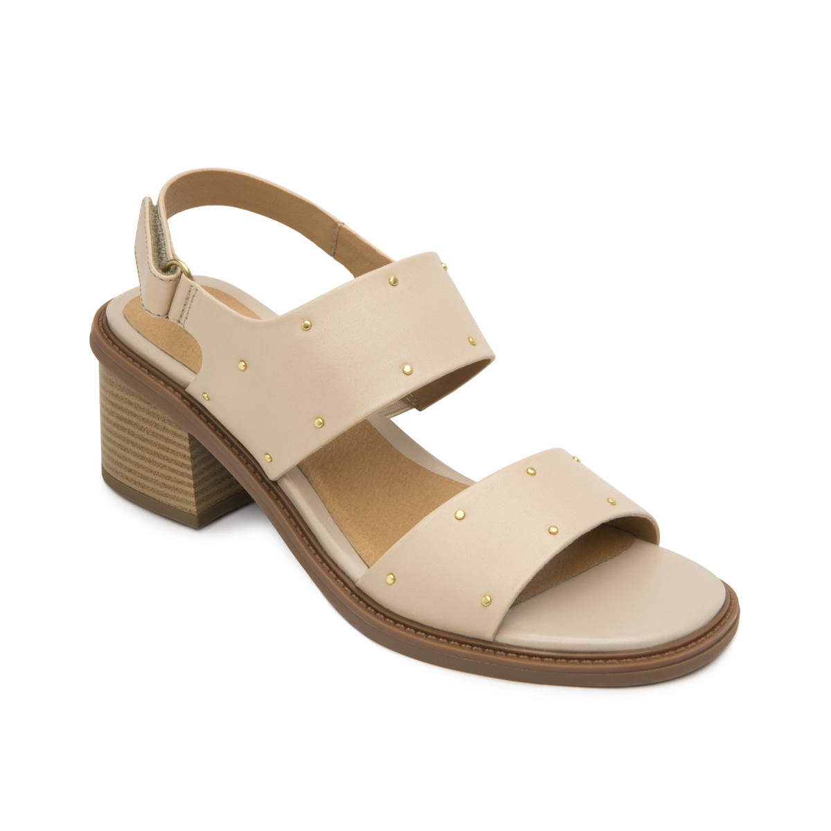 Sandalia Tacón Medio Flexi para Mujer Estilo 128407 Crema