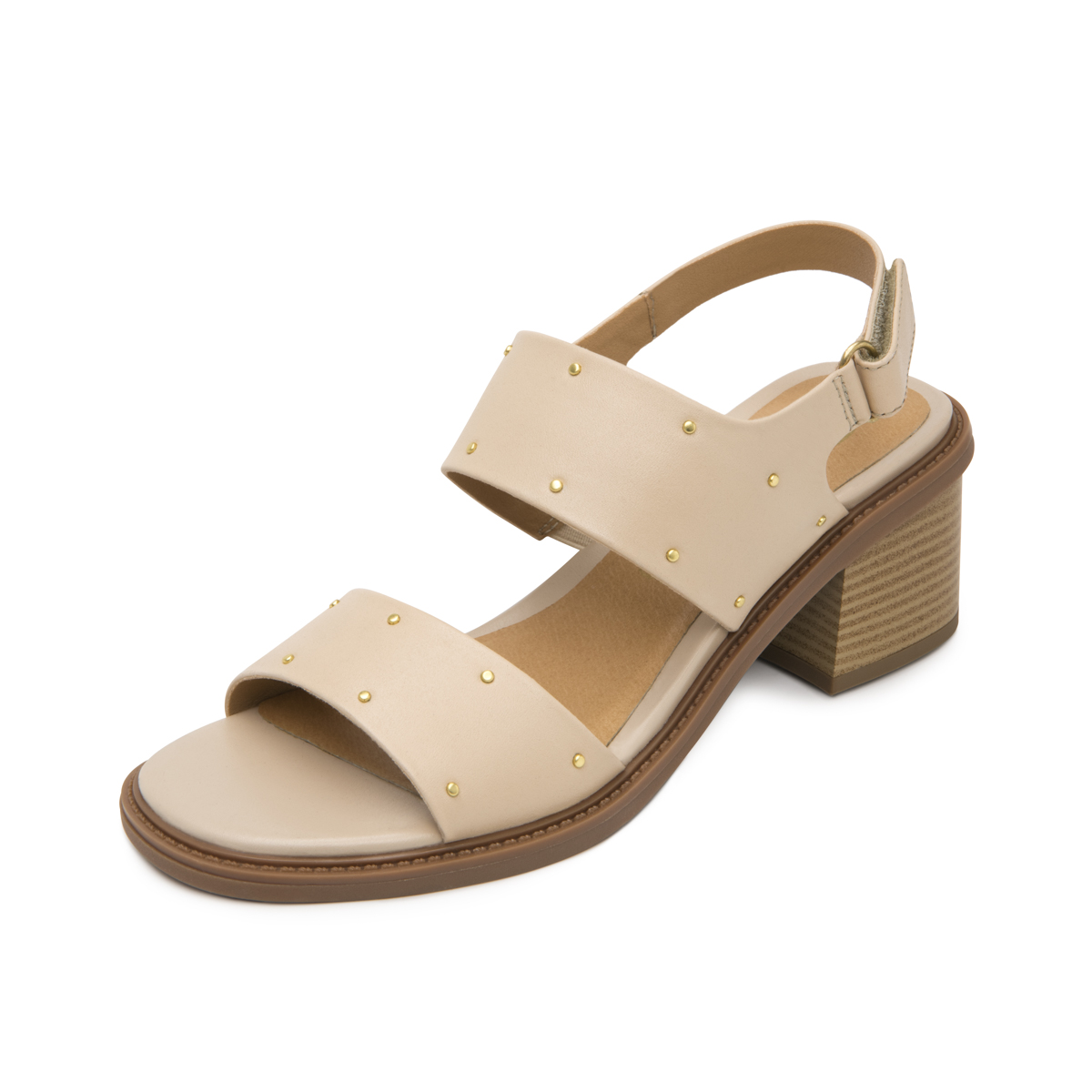 Sandalia Tacón Medio Flexi para Mujer Estilo 128407 Crema