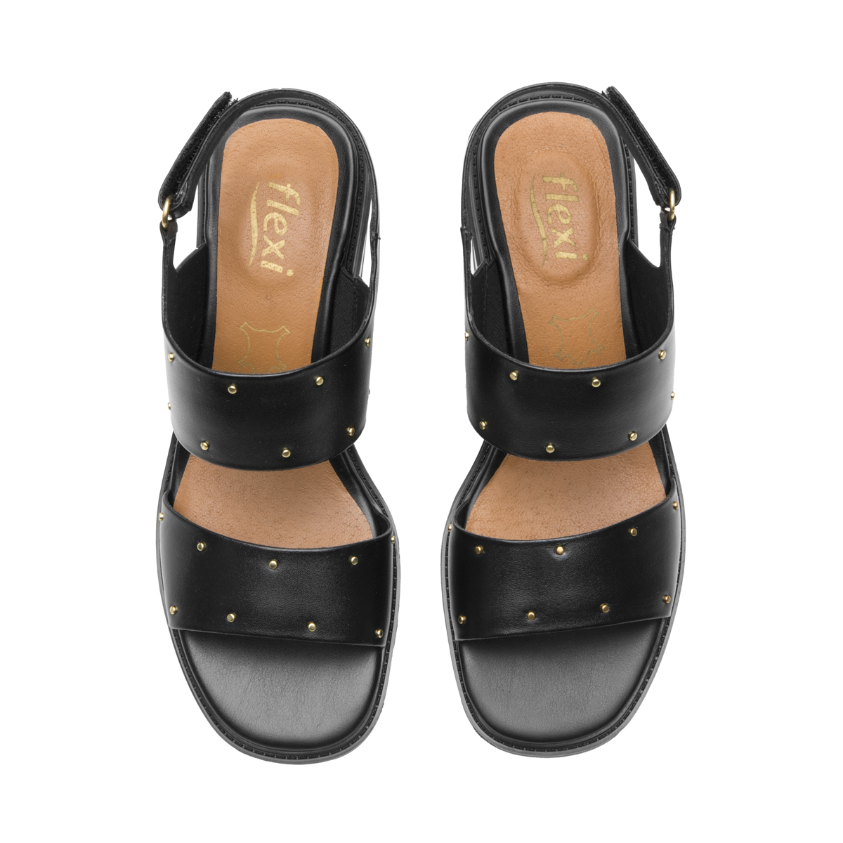 Sandalia Tacón Medio Flexi para Mujer Estilo 128407 Negro