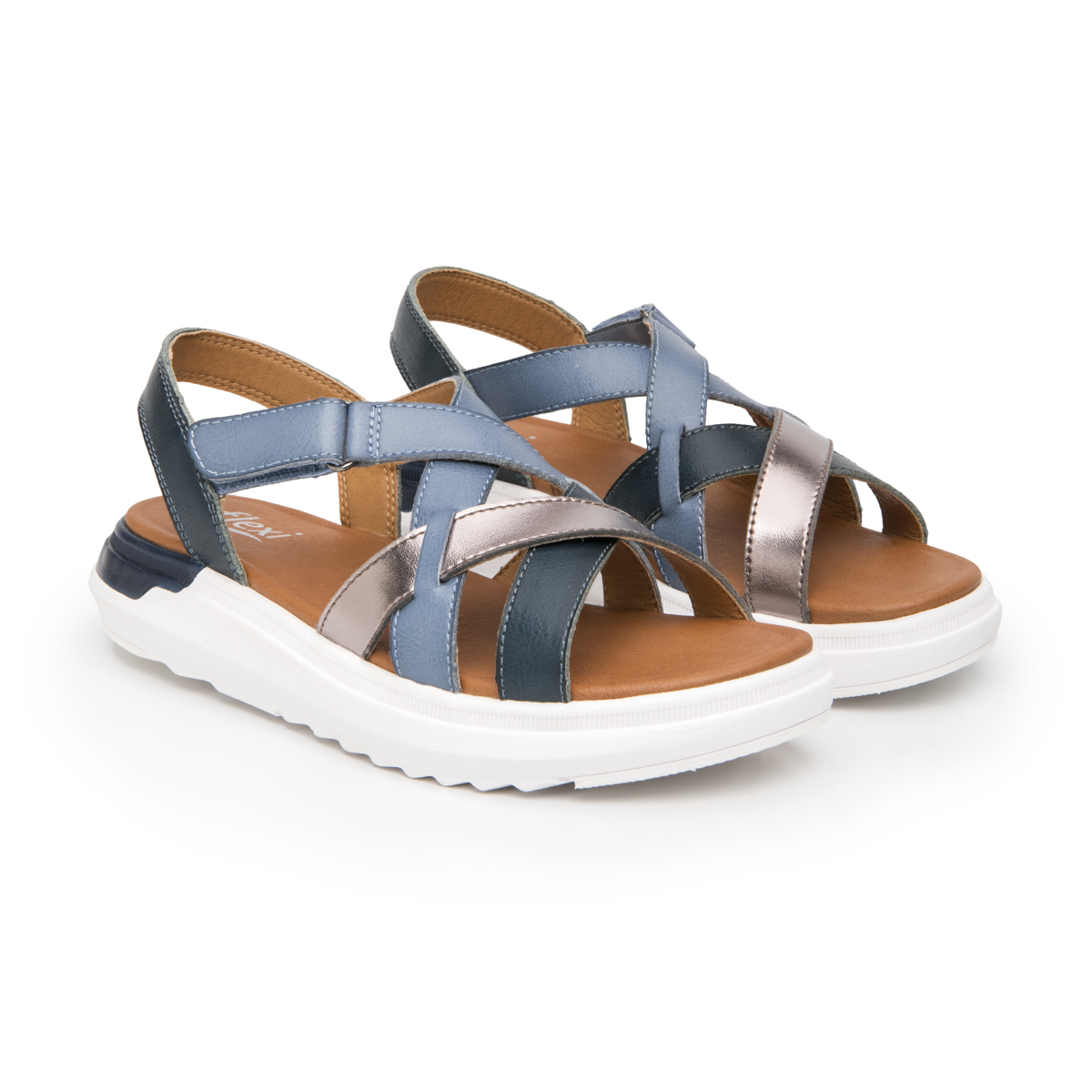 Sandalia De Confort Flexi para Mujer Estilo 129403 Azul