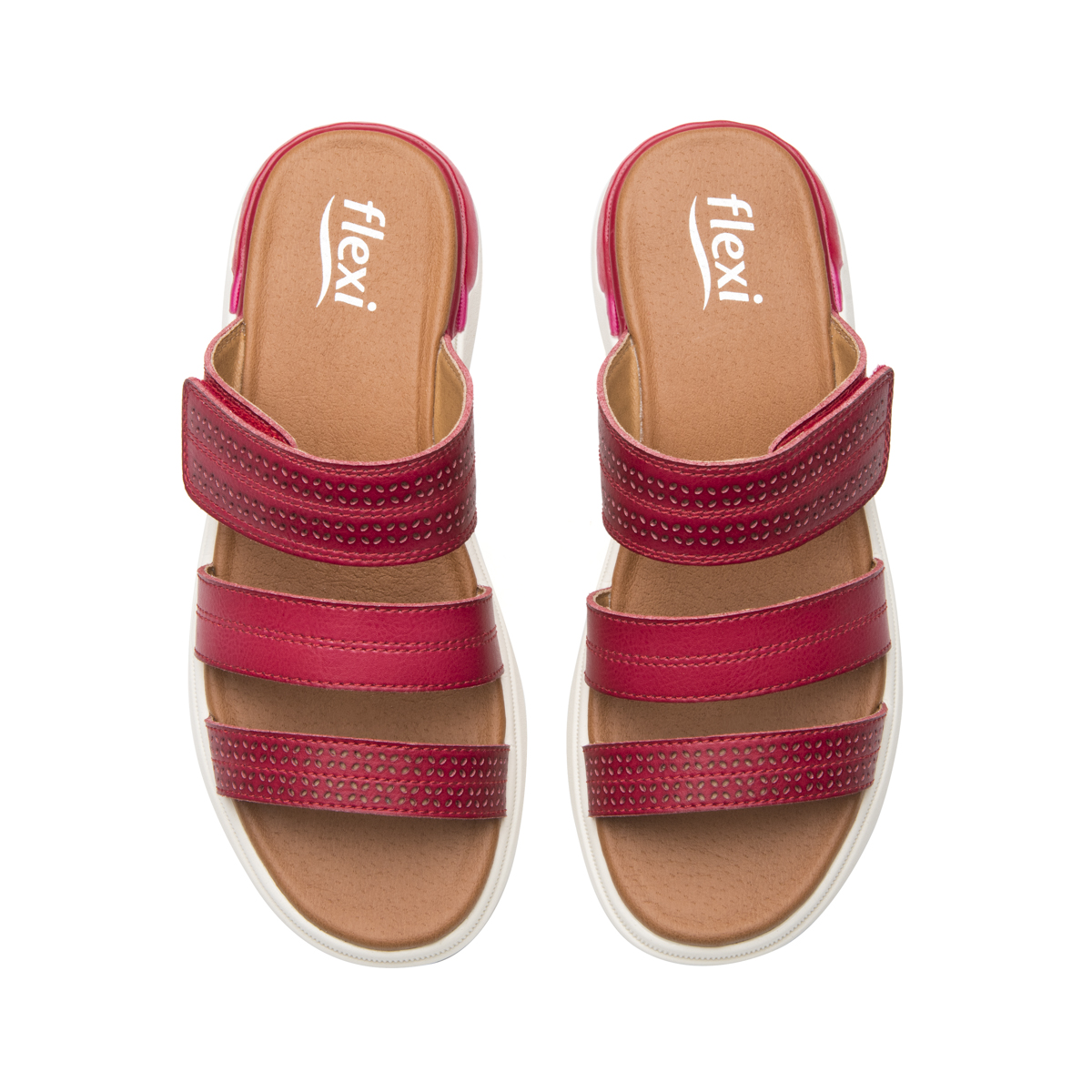 Sandalia De Confort Flexi para Mujer Estilo 129404 Rojo