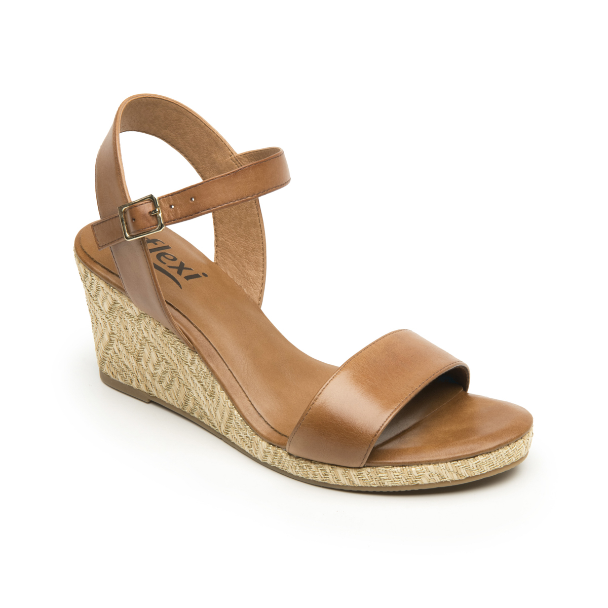 Sandalia Con Cuña Flexi para Mujer Exclusivo Zapaterías Flexi Estilo 130901 Café