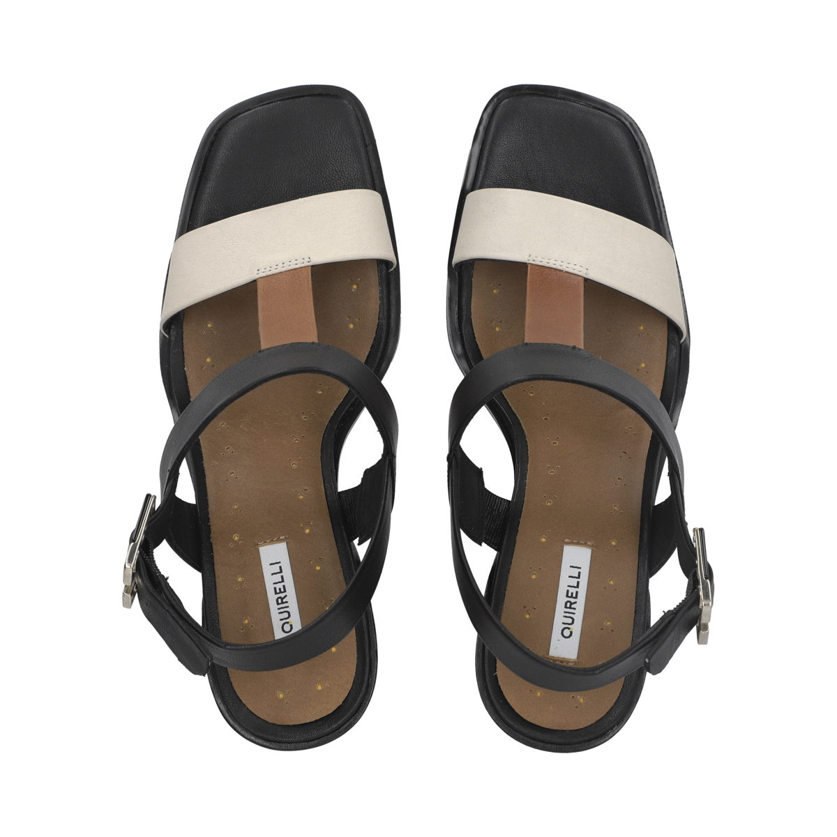 Sandalia de tacón en piel color negro y multicolor Quirelli estilo 302602