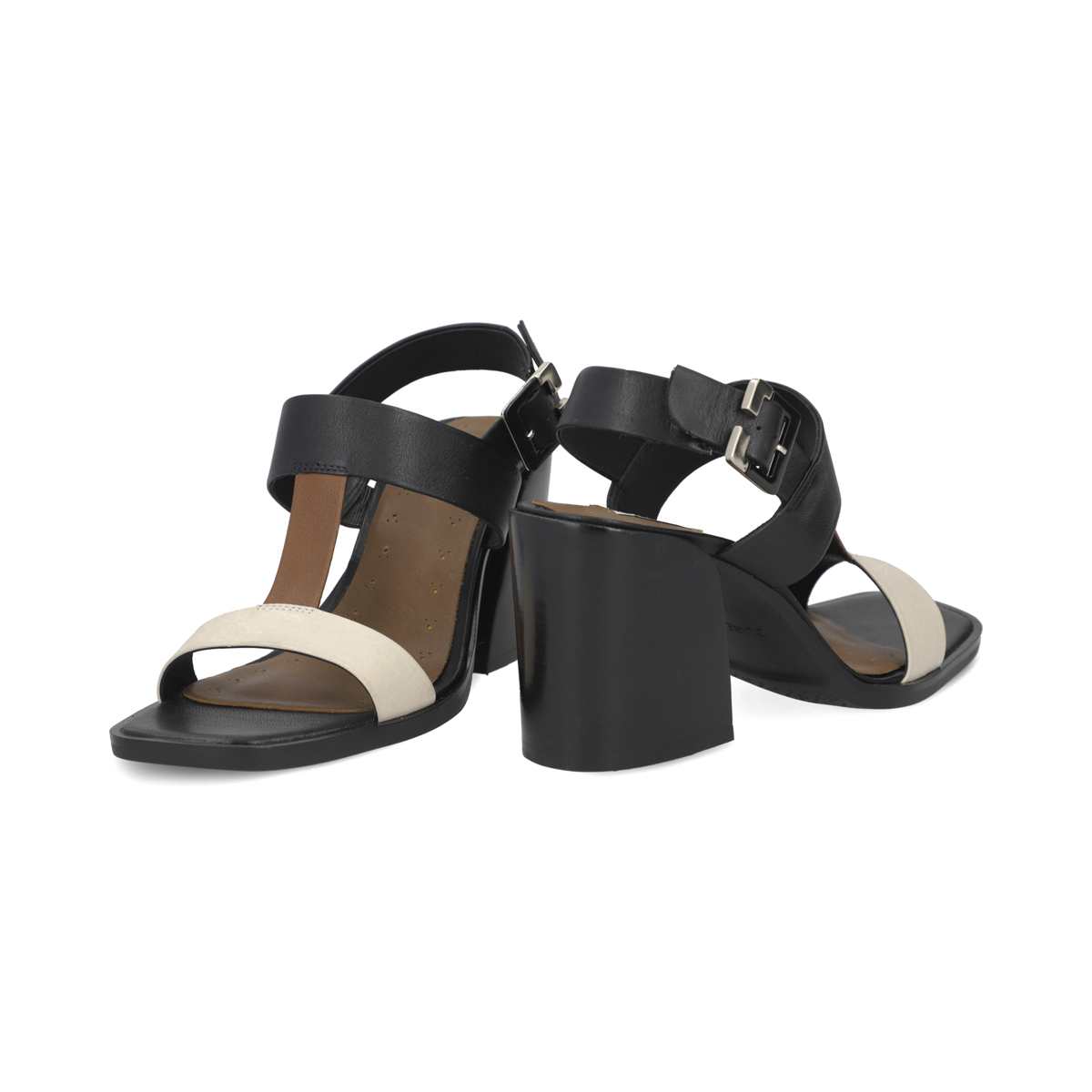 Sandalia de tacón en piel color negro y multicolor Quirelli estilo 302602