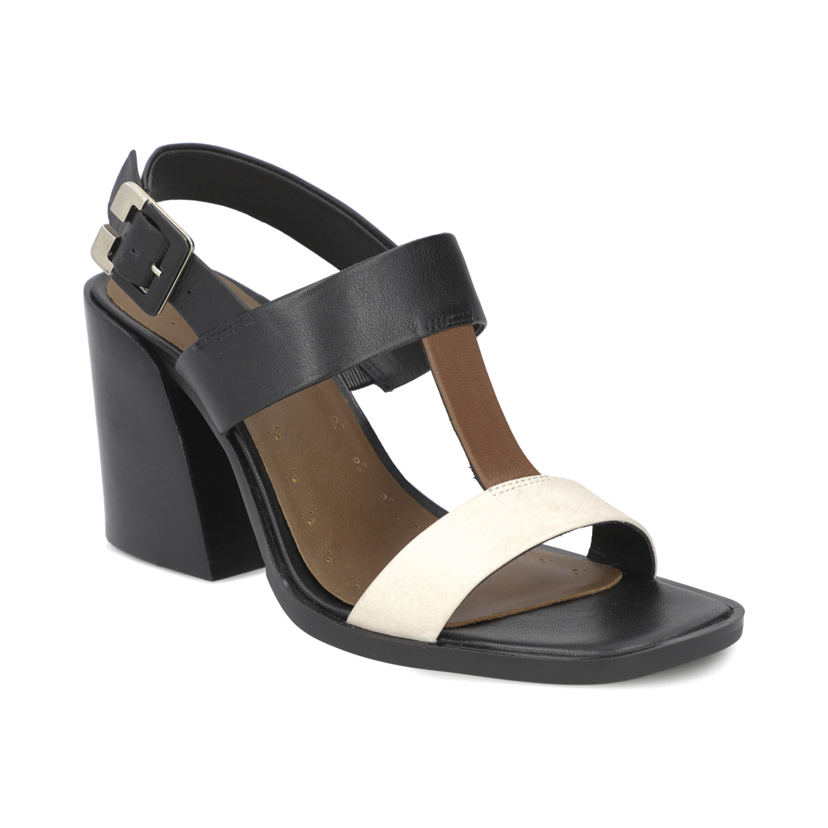 Sandalia de tacón en piel color negro y multicolor Quirelli estilo 302602