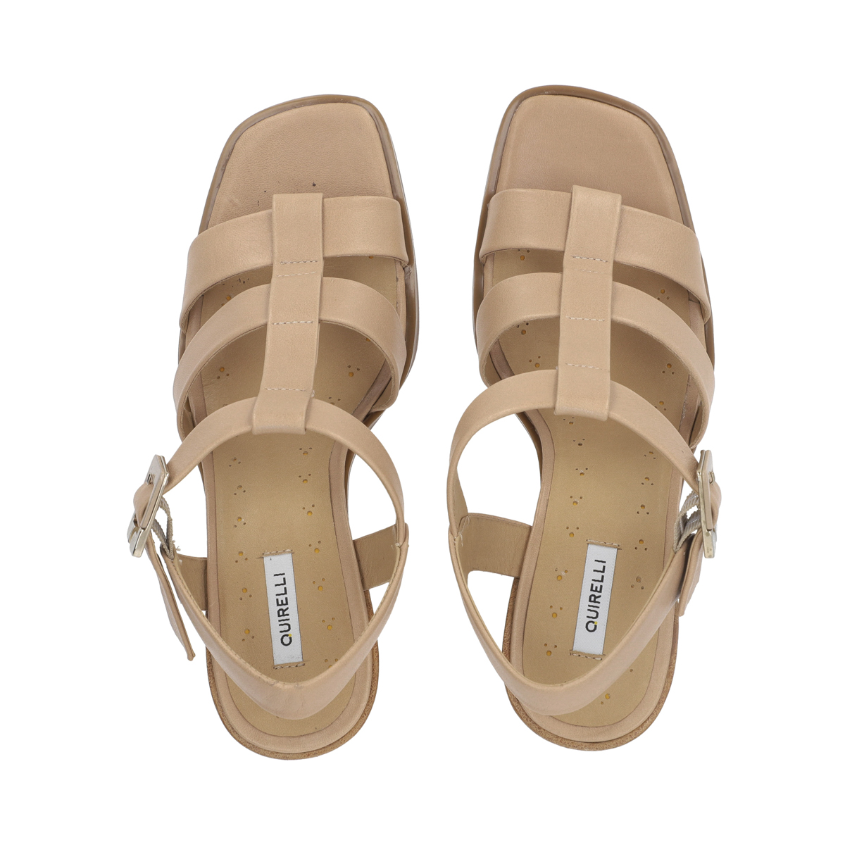 Sandalia de tacón en piel color nude Quirelli estilo 302603