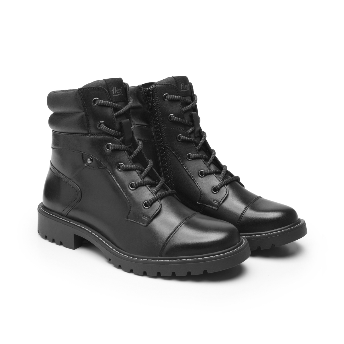 Botín Militar Flexi para Mujer con Cierre Interno Estilo 37822 Negro
