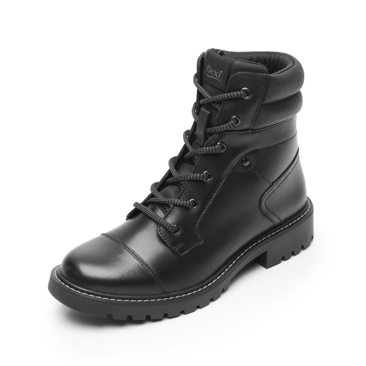 Botín Militar Flexi para Mujer con Cierre Interno Estilo 37822 Negro