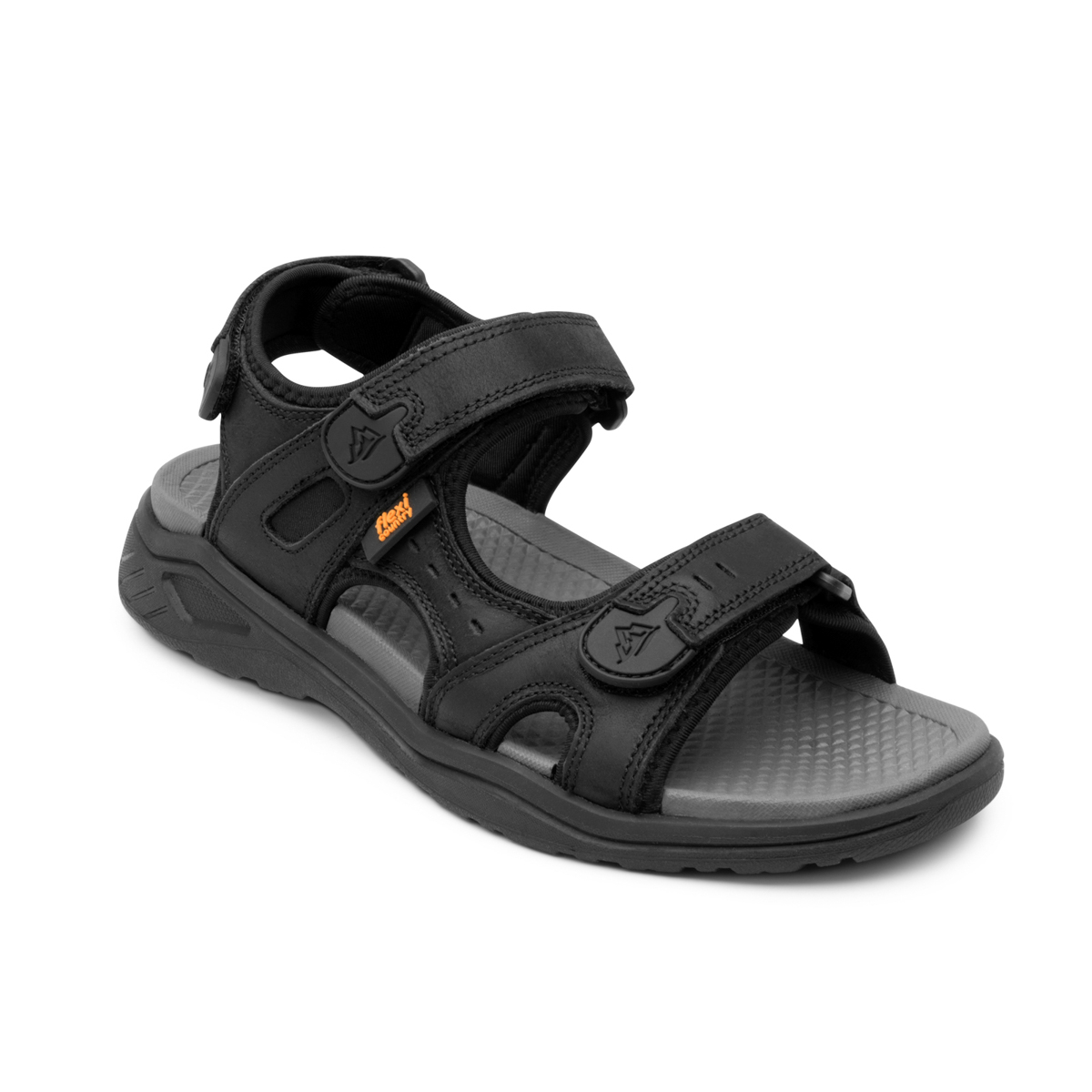 Sandalia Outdoor Piel Con Ajuste Flexi para Hombre con Ancho Ajustable Estilo 411001 Negro