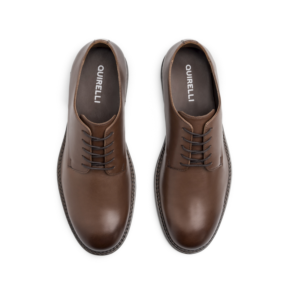 Derby Semivestir Quirelli para Hombre 100 % Piel Estilo 707201 Chocolate